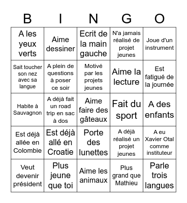 Trouve quelqu'un qui... Bingo Card