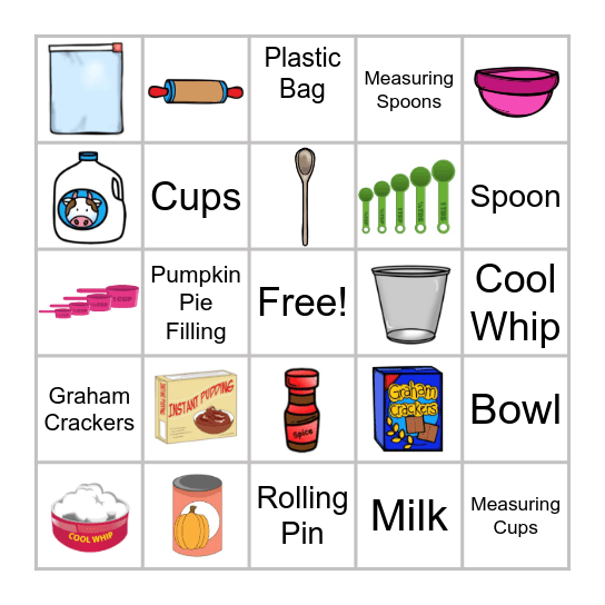 Pumpkin Pie in a Cup Bingo Card