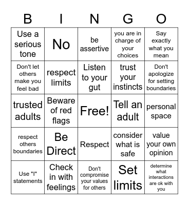 Healthy Boundaries Bingo ( EP) Bingo Card