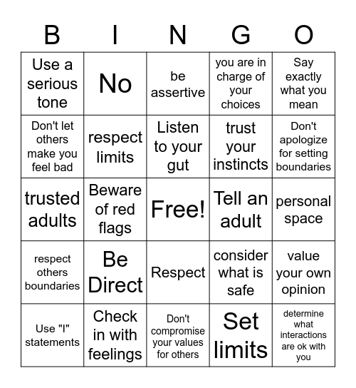 Healthy Boundaries Bingo ( EP) Bingo Card