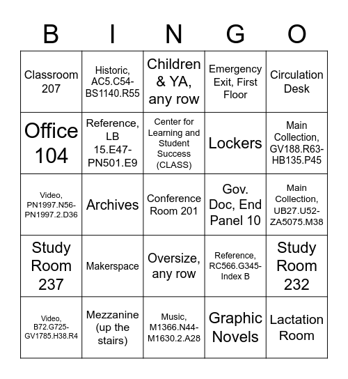 Tran Library Bingo Card