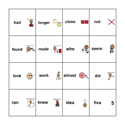 Sight Words Bingo Card