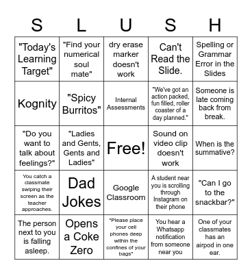 Biology Class Bingo Card