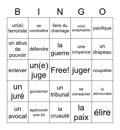 FR4 L4 la valeur des idees Bingo Card