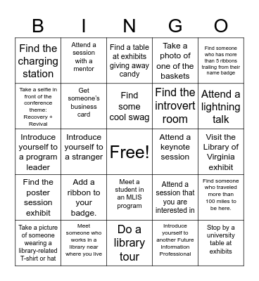 FIP VLA Conference Bingo Card