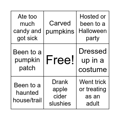 Halloween! Bingo Card