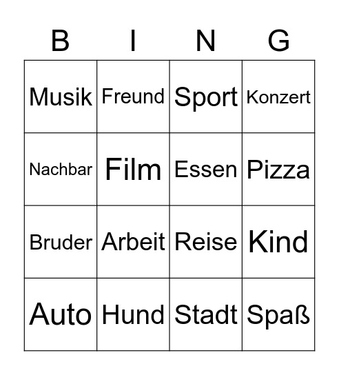 Vorstellungsbingo Card