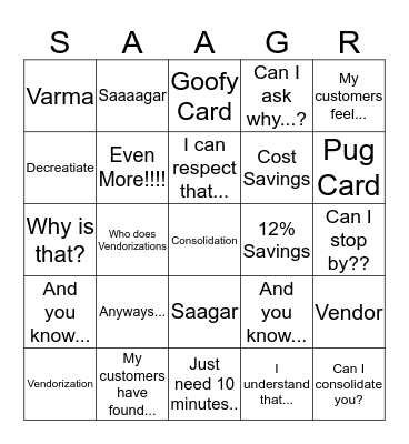 Saagartese Side Bet Bingo Card