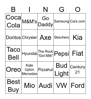 2013 Superbowl Bingo Card