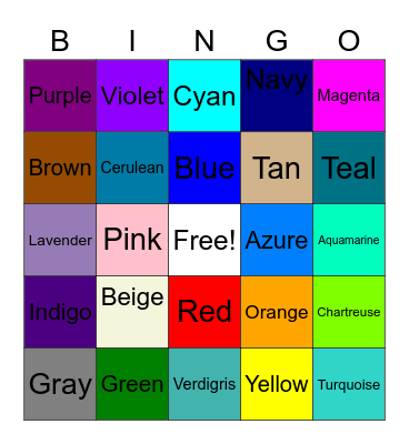 Color Bingo I Bingo Card