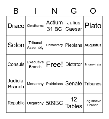 Government Bingo Card