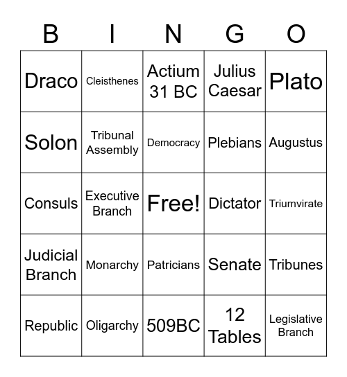 Government Bingo Card