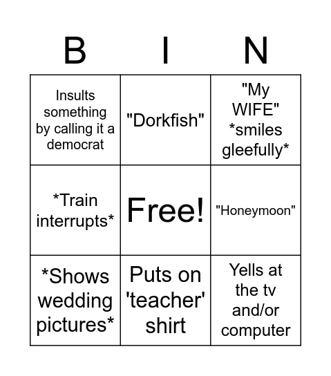 Danny Bingo Card