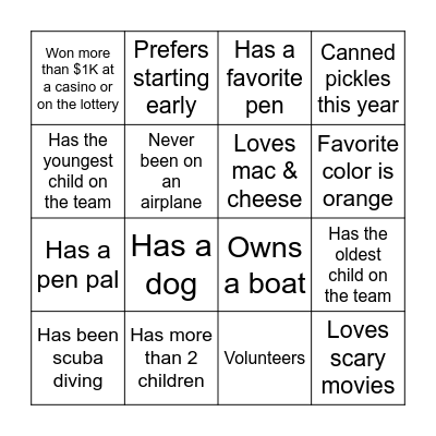 Insights & Experience Team Bingo Card
