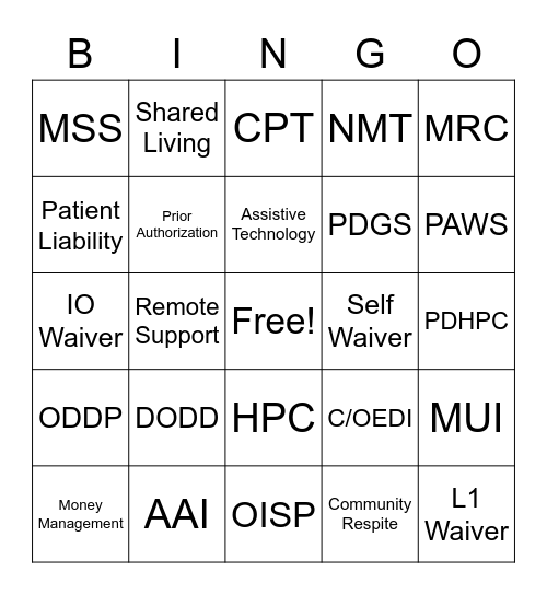 SSA Bingo Card