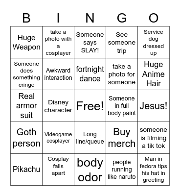 Nebraska Anime Con '22 B&A Bingo Card