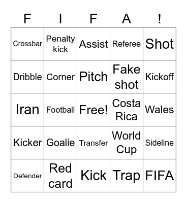 FIFA Bingo Card