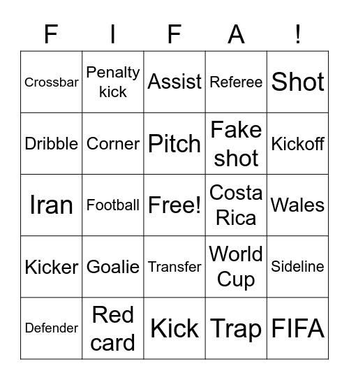 FIFA Bingo Card
