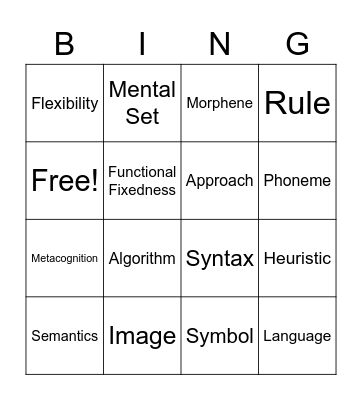 Thinking and Language Bingo Card