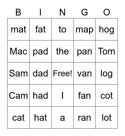 Lists 1-4 Bingo Card
