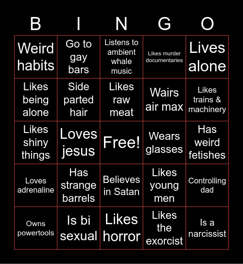 Serial killer bingo Card