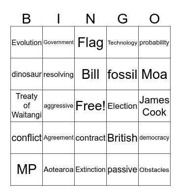 Key Words in AL Bingo Card