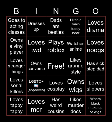 Emo bingo Card