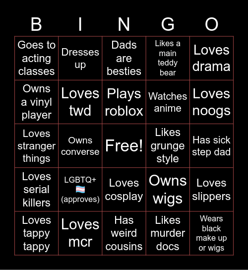Emo bingo Card