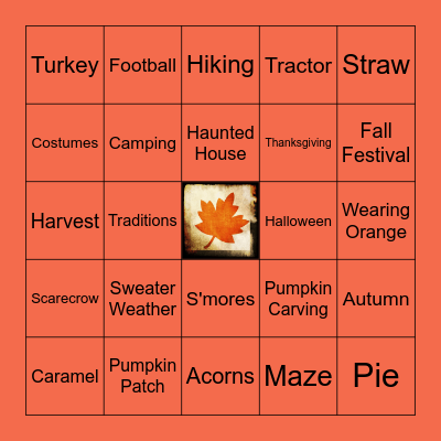 Marketing Team Fall Fun Bingo Card