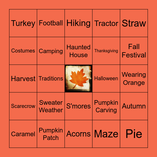 Marketing Team Fall Fun Bingo Card