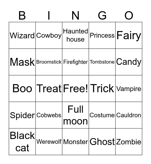 Hallowe'en Bingo! Bingo Card