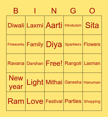 HAPPY DIWALI Bingo Card