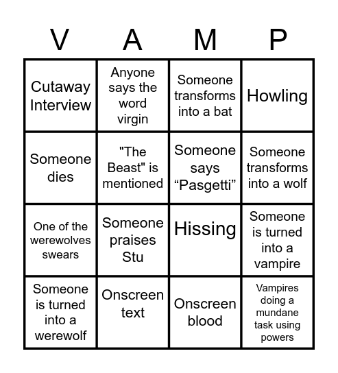 What We Do in the Shadows (2014) Bingo Card