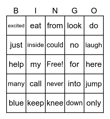 Sight Words III Bingo Card