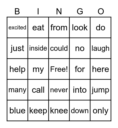 Sight Words III Bingo Card