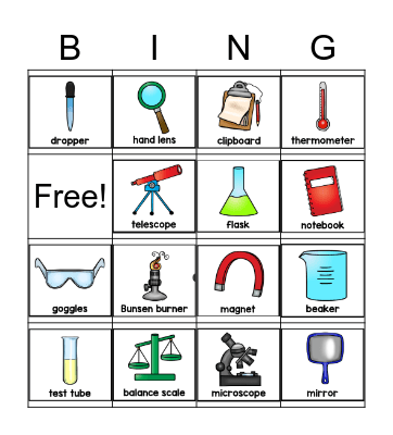 Science Tool Bingo Card