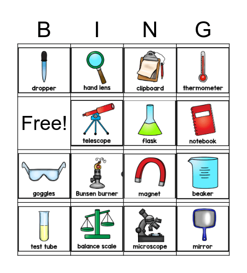 Science Tool Bingo Card