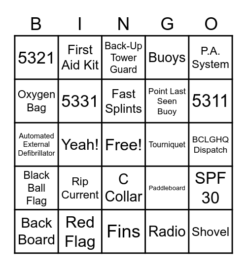 JG Beach Bingo Card