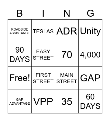 GAP & VPP Bingo Card