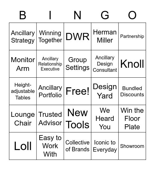 MillerKnoll Ancillary Bingo Card