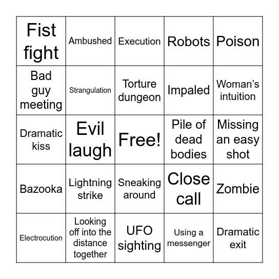 BINGOFLIX! Jesse James Meets Frankenstein's Daughter Bingo Card