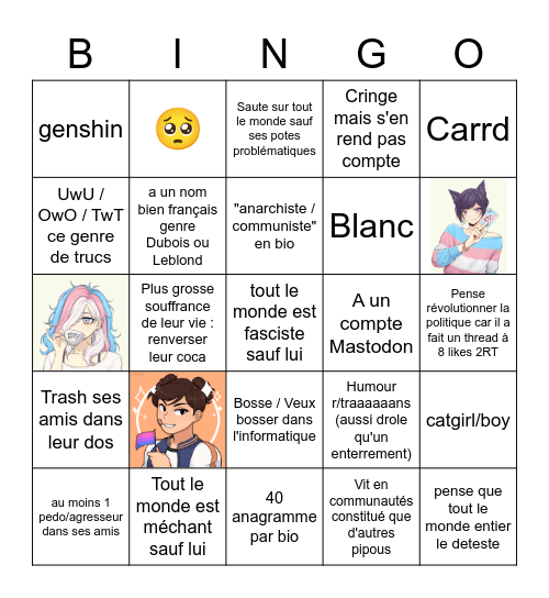 Bingo du Pipou Twitter Bingo Card