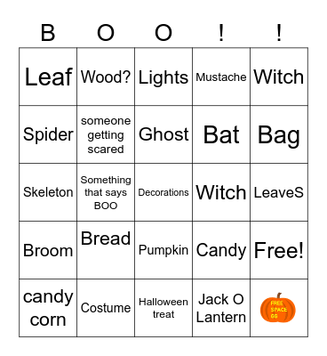 Halloween Bingo! Bingo Card