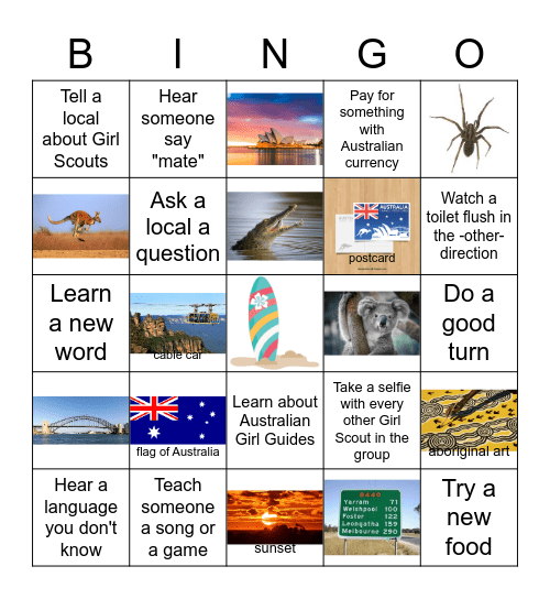 Australia BINGO Card