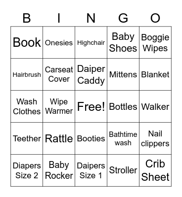 Gift Bingo Card