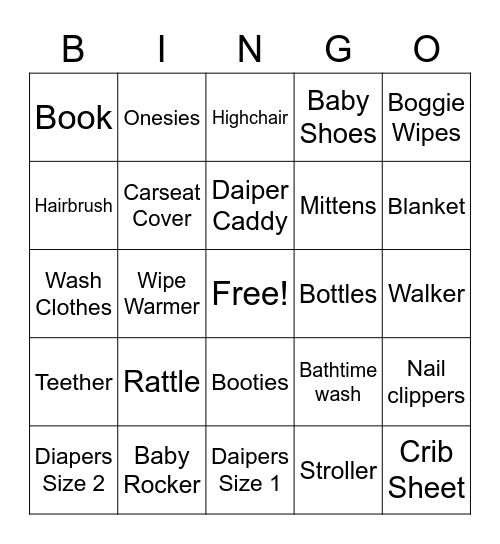 Gift Bingo Card