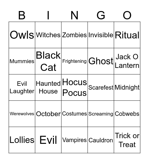 Halloween Bingo Card