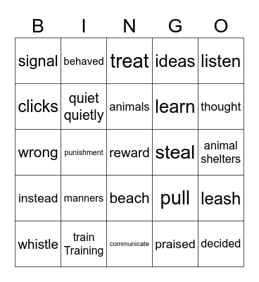 Click and Treat Bingo Card