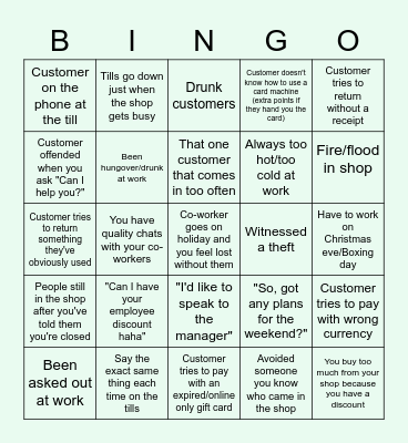RETAIL Bingo Card