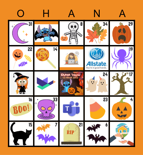 OHANA Voice Customer Service Week Bingo Card